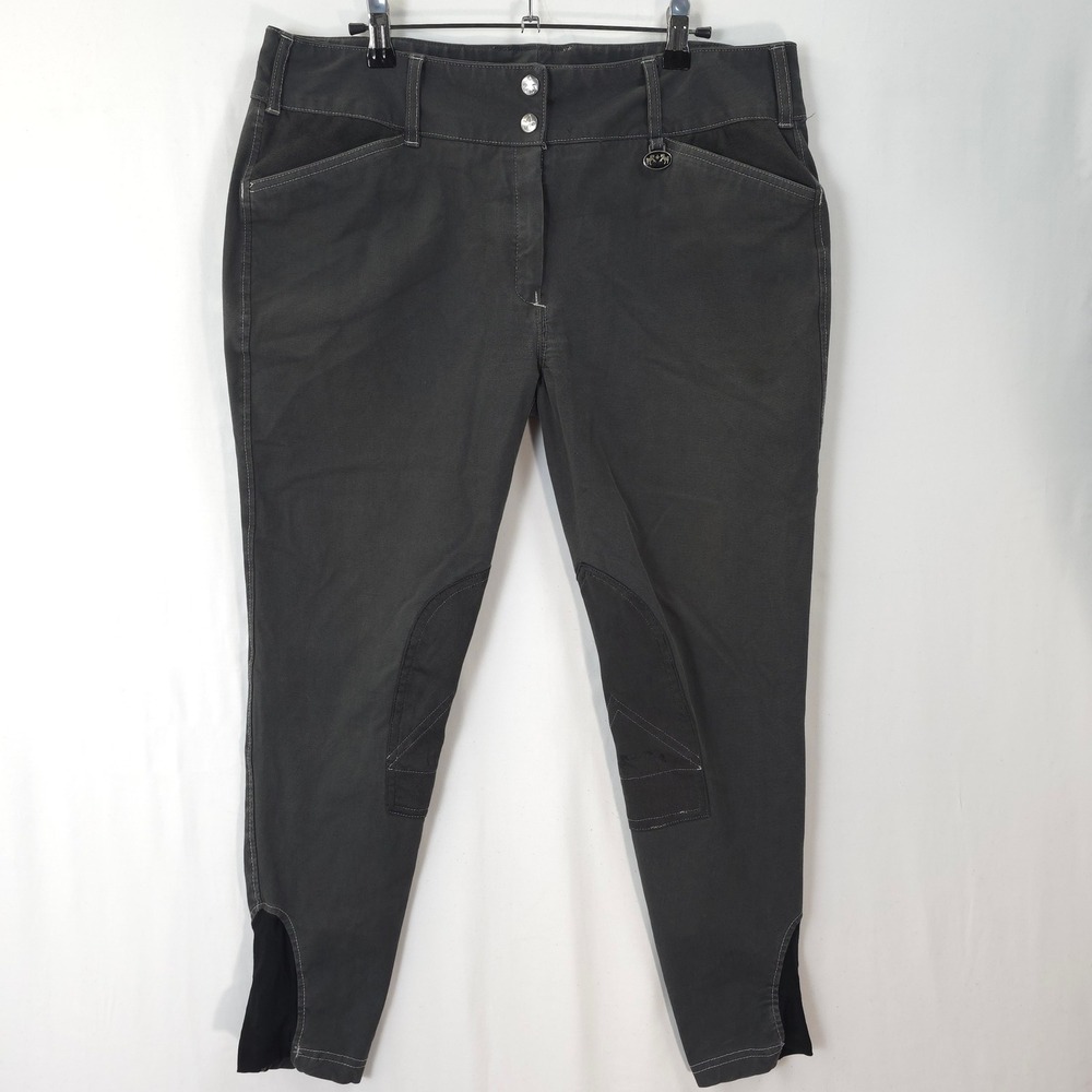 Equine Couture Riding Breeches Women 34‎ Knee Patch Charcoal Grey Equestrian